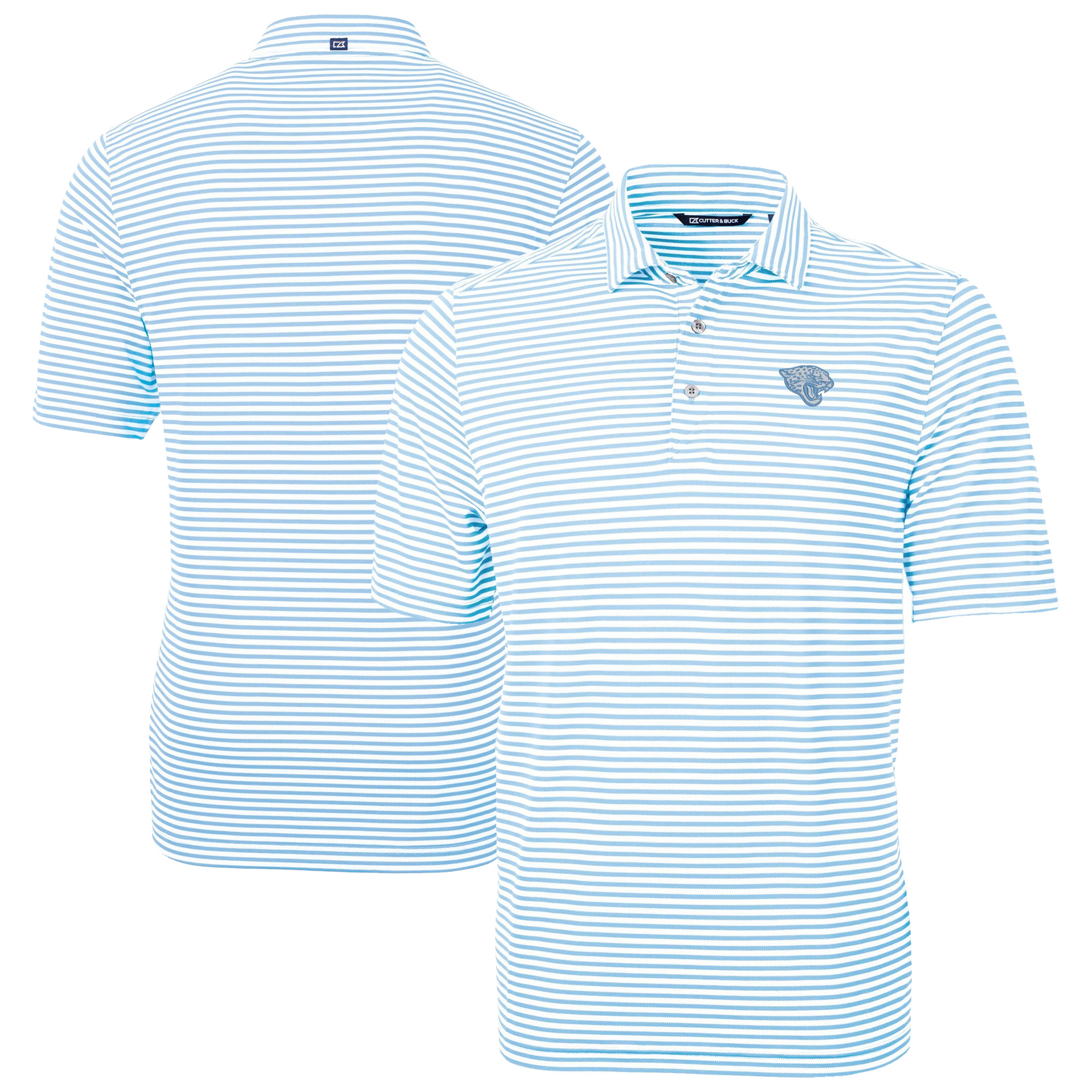Men's Cutter & Buck Powder Blue Jacksonville Jaguars Virtue Eco Pique Stripe Recycled Big & Tall Polo