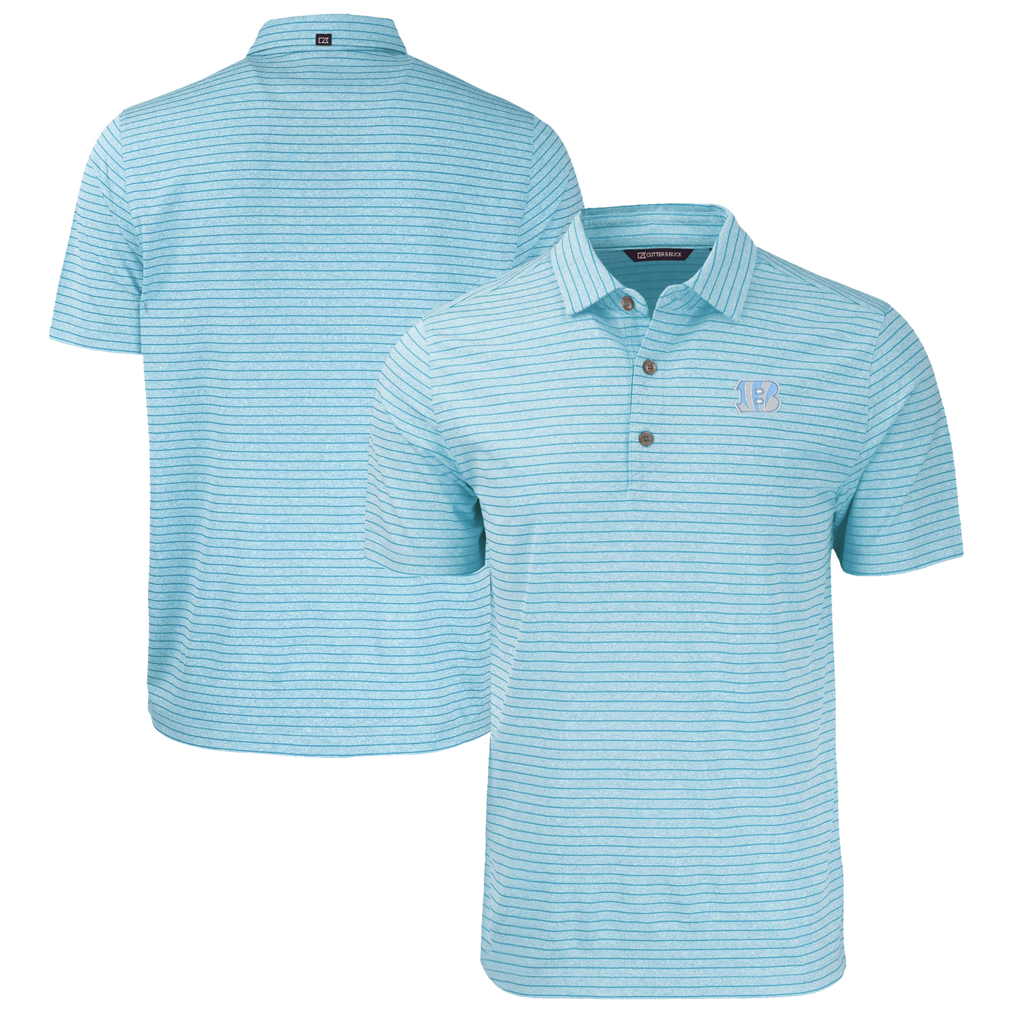 Men's Cutter & Buck Powder Blue Cincinnati Bengals Forge Eco Heather Stripe Stretch Recycled Big & Tall Polo