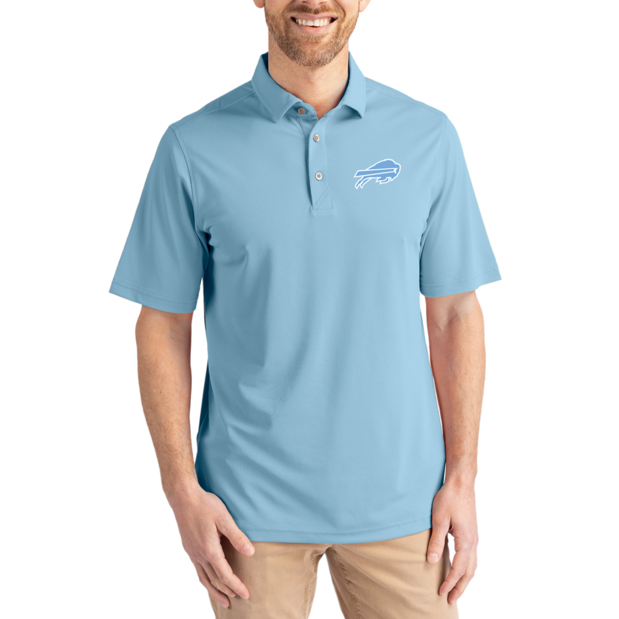 Men’s Cutter & Buck Powder Blue Buffalo Bills Virtue Eco Pique Recycled Polo Men’s Cutter & Buck Powder Blue Buffalo Bills Virtue Eco Pique Recycled Polo