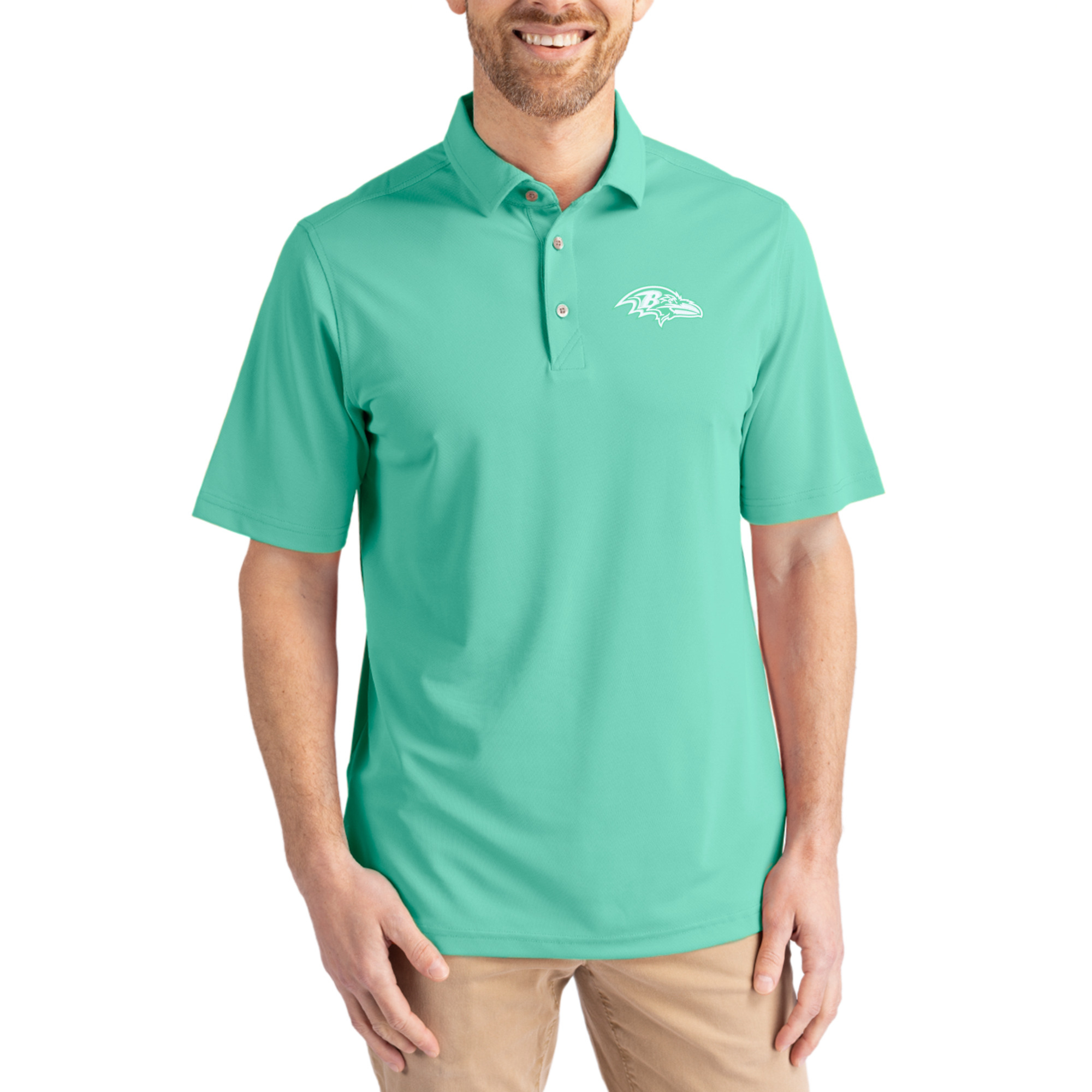 Men’s Cutter & Buck Green Baltimore Ravens Virtue Eco Pique Recycled Polo