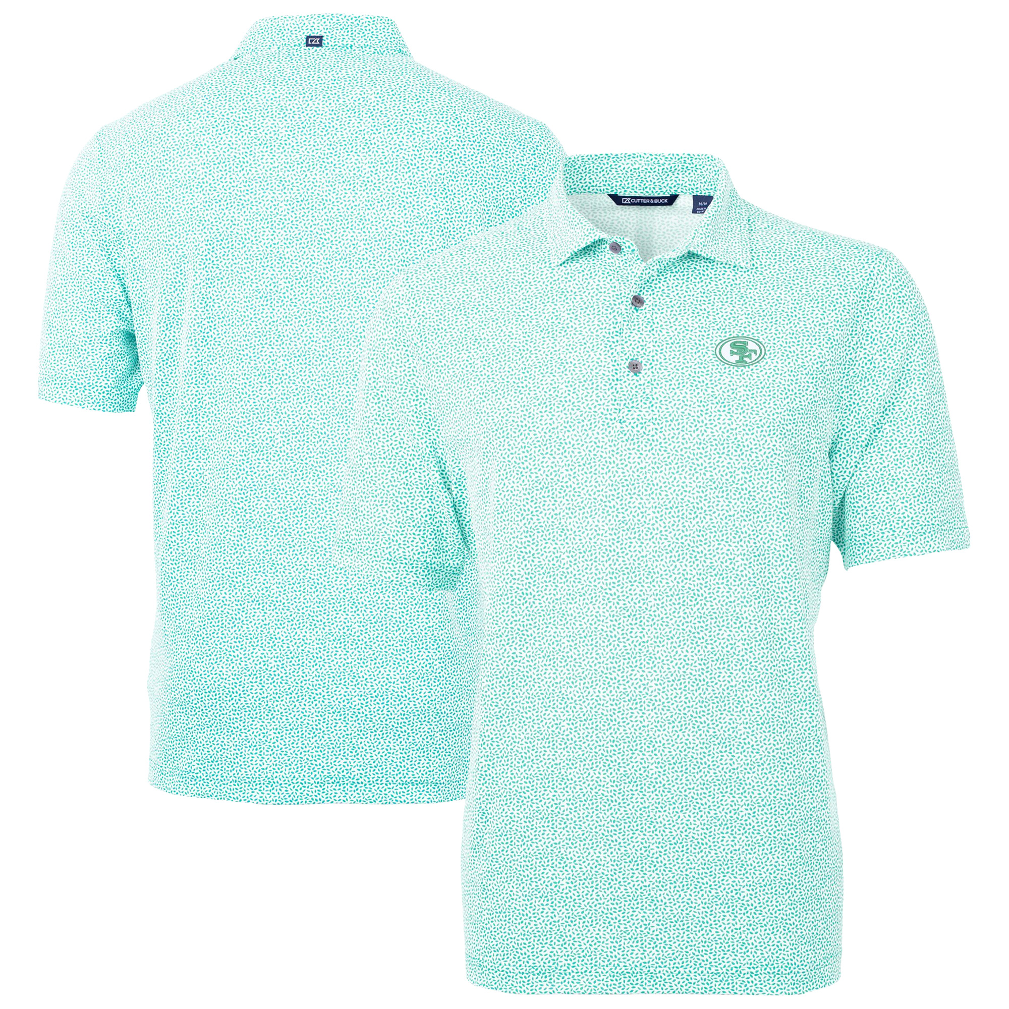 Men's Cutter & Buck Mint San Francisco 49ers Virtue Eco Pique Botanical Print Recycled Polo