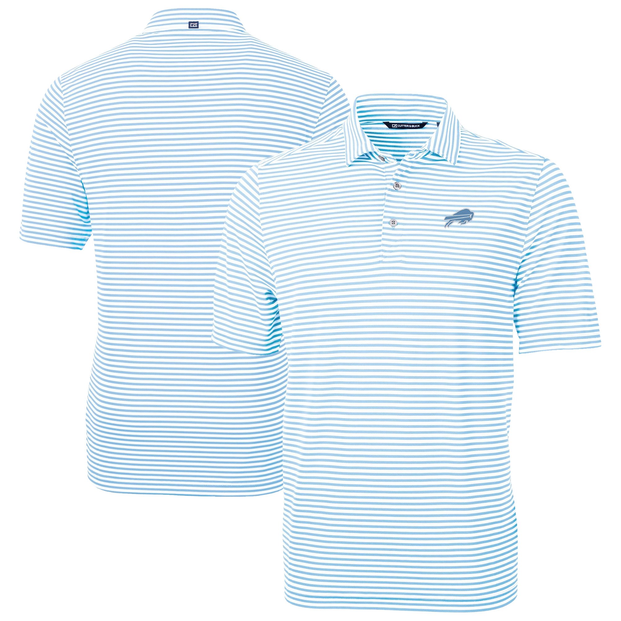 Men’s Cutter & Buck Powder Blue Buffalo Bills Virtue Eco Pique Stripe Recycled Polo Men’s Cutter & Buck Powder Blue Buffalo Bills Virtue Eco Pique Stripe Recycled Polo