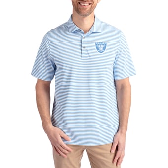 Men's Cutter & Buck Powder Blue Las Vegas Raiders Virtue Eco Pique Stripe Recycled Polo