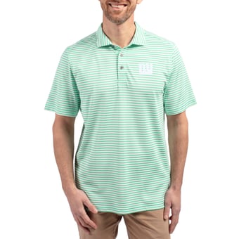 Men's Cutter & Buck Green New York Giants Virtue Eco Pique Stripe Recycled Polo