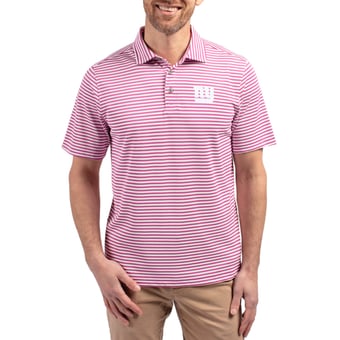 Men's Cutter & Buck Pink New York Giants Virtue Eco Pique Stripe Recycled Polo