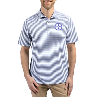Men's Cutter & Buck Purple Pittsburgh Steelers Virtue Eco Pique Stripe Recycled Polo