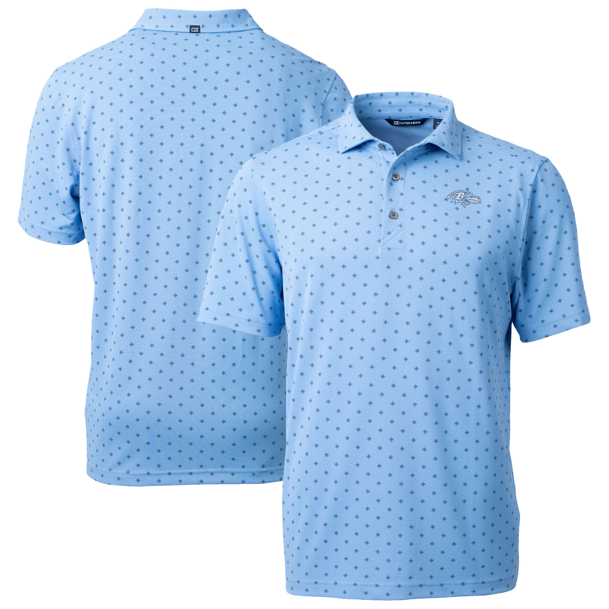 Men's Cutter & Buck Powder Blue Baltimore Ravens Virtue Eco Pique Tile Print Recycled Polo