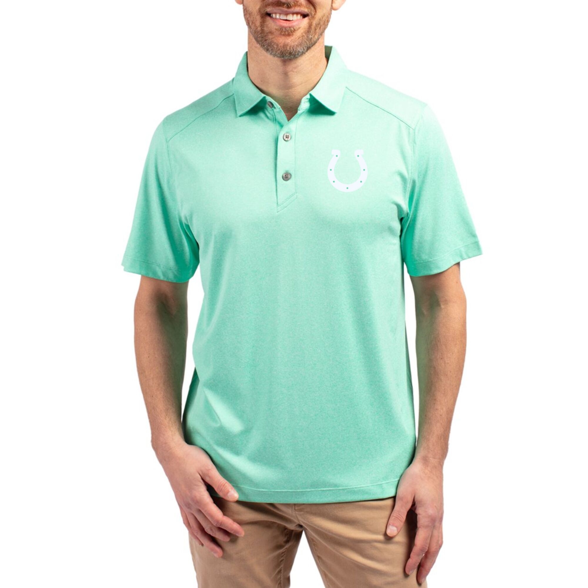 Men's Cutter & Buck Heather Mint Indianapolis Colts Forge Eco Stretch Recycled Polo