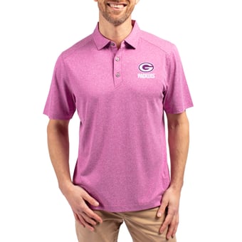 Men's Cutter & Buck Heather Pink Green Bay Packers Forge Eco Stretch Recycled Polo