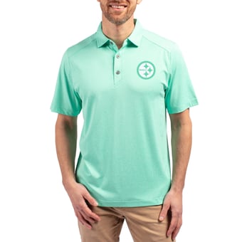 Men's Cutter & Buck Heather Mint Pittsburgh Steelers Forge Eco Stretch Recycled Polo