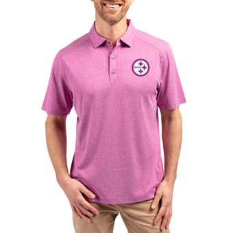 Men's Cutter & Buck Heather Pink Pittsburgh Steelers Forge Eco Stretch Recycled Polo