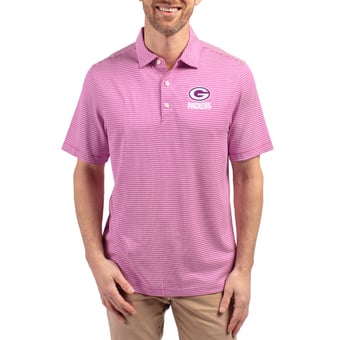 Men's Cutter & Buck Light Purple Green Bay Packers Forge Eco Double Stripe Stretch Recycled Polo