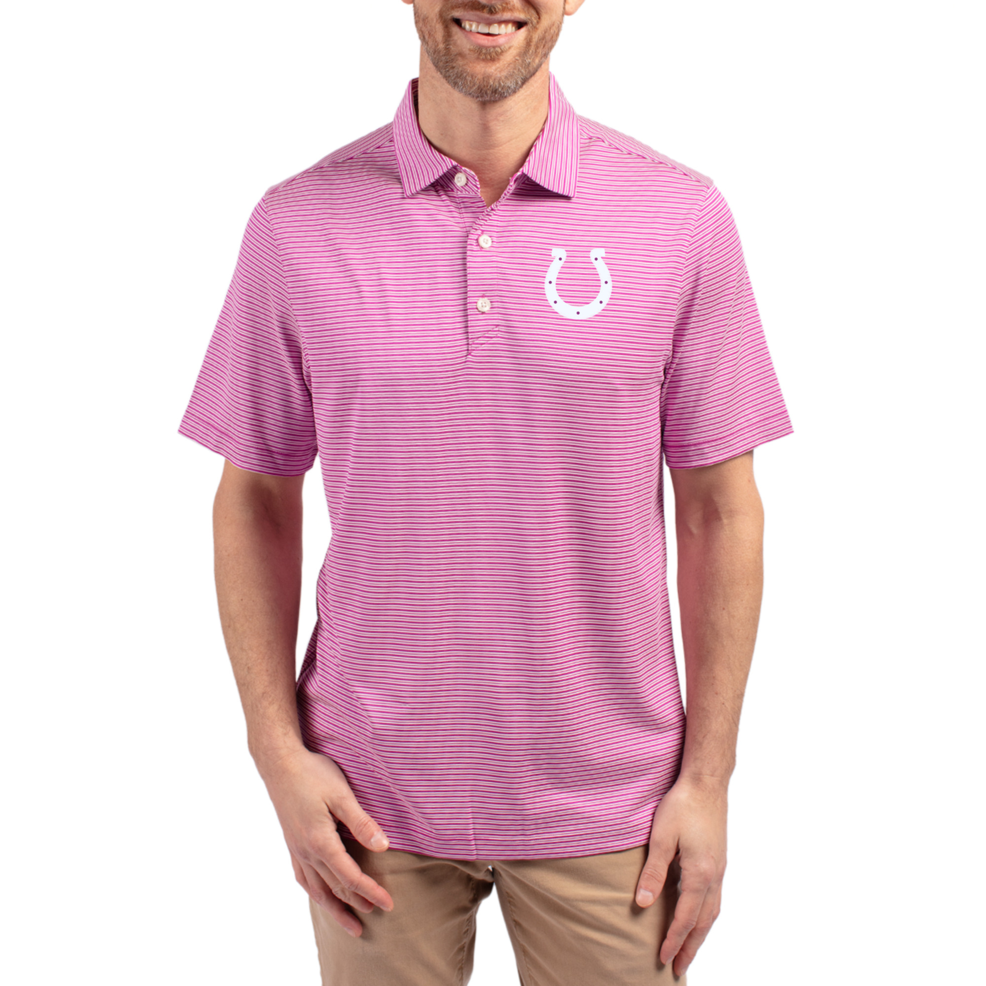 Men's Cutter & Buck Light Purple Indianapolis Colts Forge Eco Double Stripe Stretch Recycled Polo