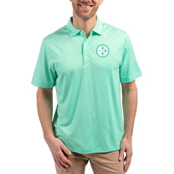 Men's Cutter & Buck Light Green Pittsburgh Steelers Forge Eco Double Stripe Stretch Recycled Polo