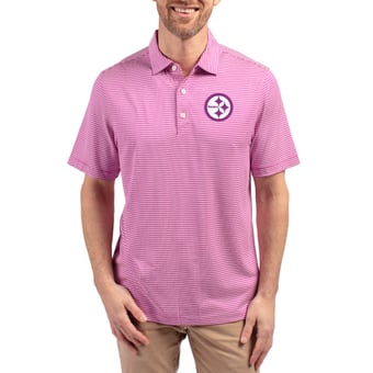 Men's Cutter & Buck Light Purple Pittsburgh Steelers Forge Eco Double Stripe Stretch Recycled Polo