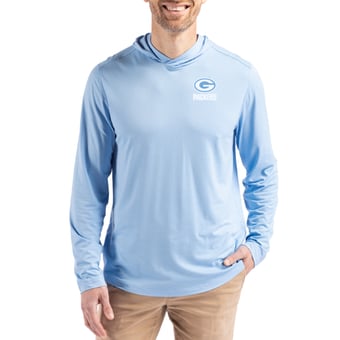 Men's Cutter & Buck  Powder Blue Green Bay Packers Coastline Epic Comfort Eco Recycled Men's Hooded Shirt