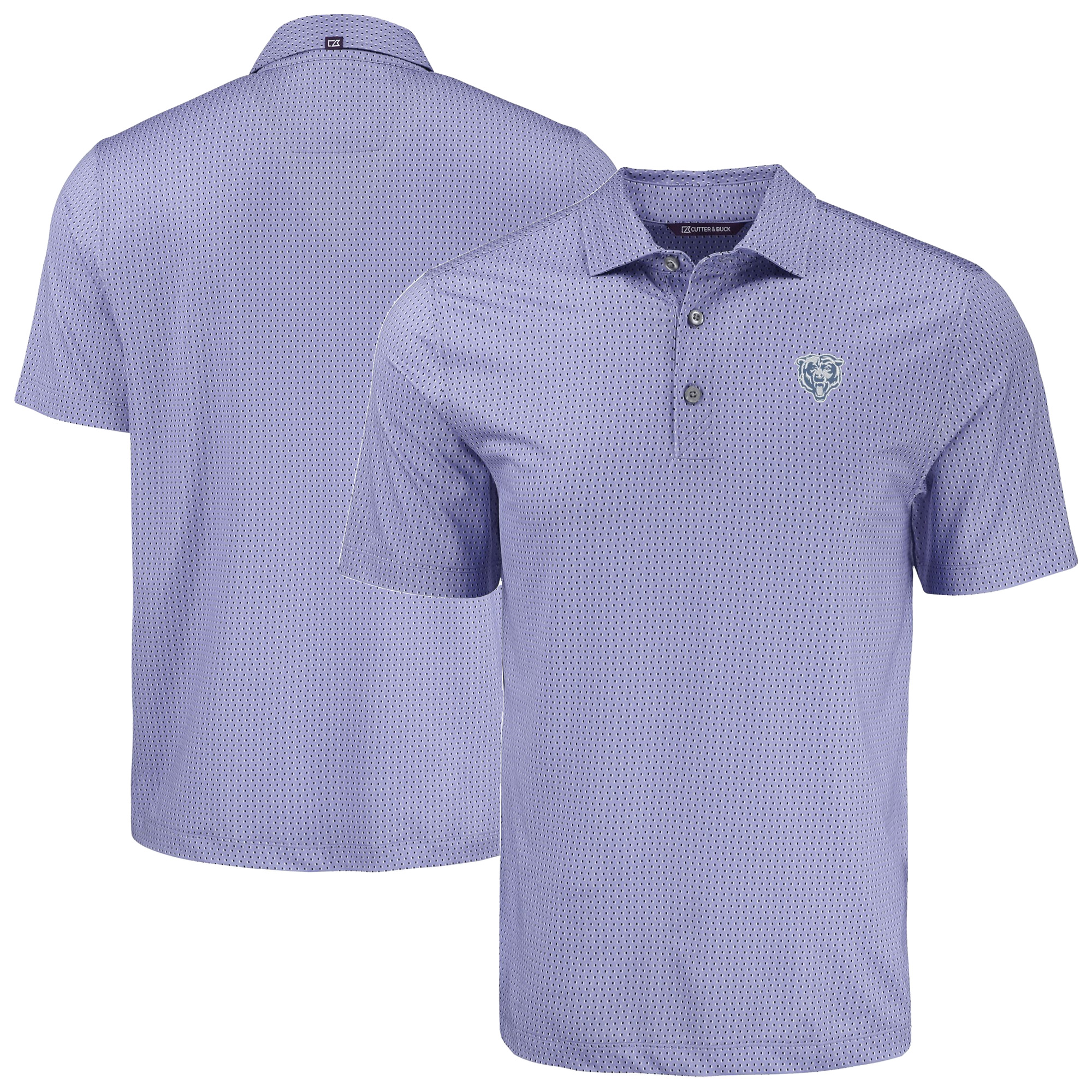 Men's Cutter & Buck Purple Chicago Bears Pike Eco Shadow Check Print Recycled Polo