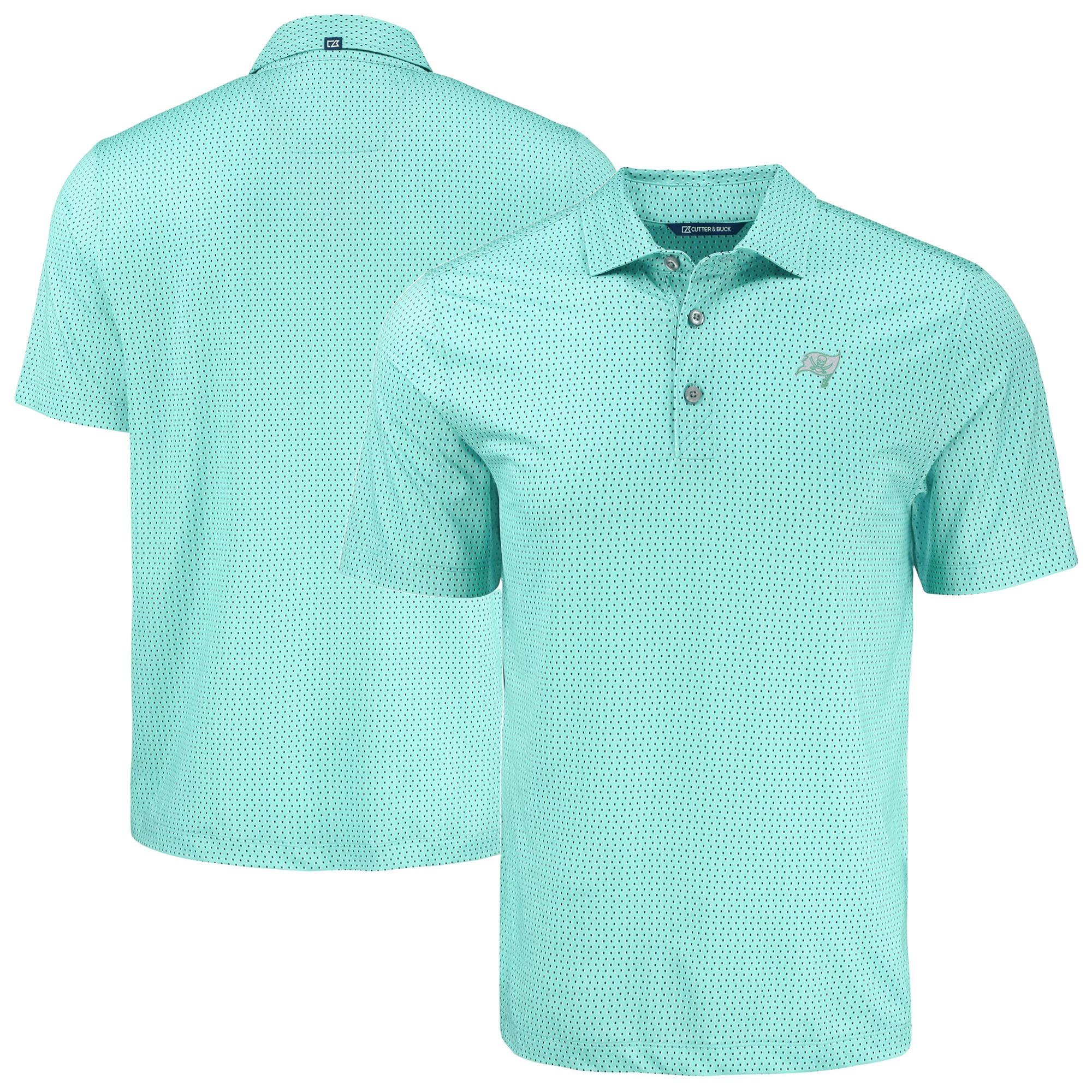 Men's Cutter & Buck Green Tampa Bay Buccaneers Pike Eco Shadow Check Print Recycled Polo
