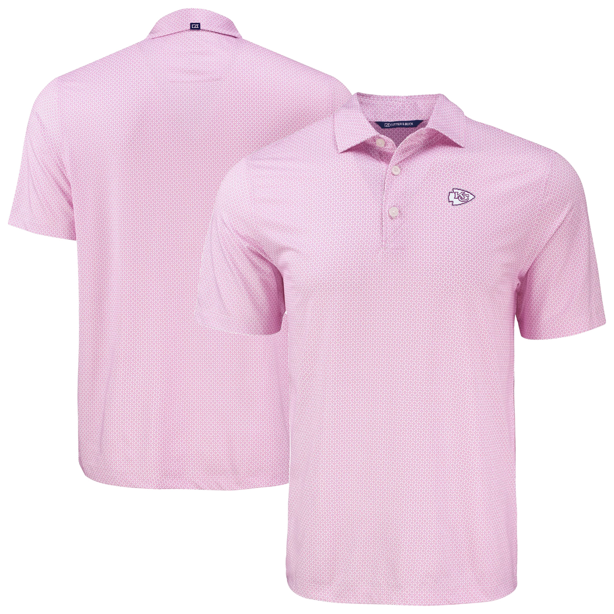 Men's Cutter & Buck Pink Kansas City Chiefs Pike Eco Diamond Dot Print Recycled Polo