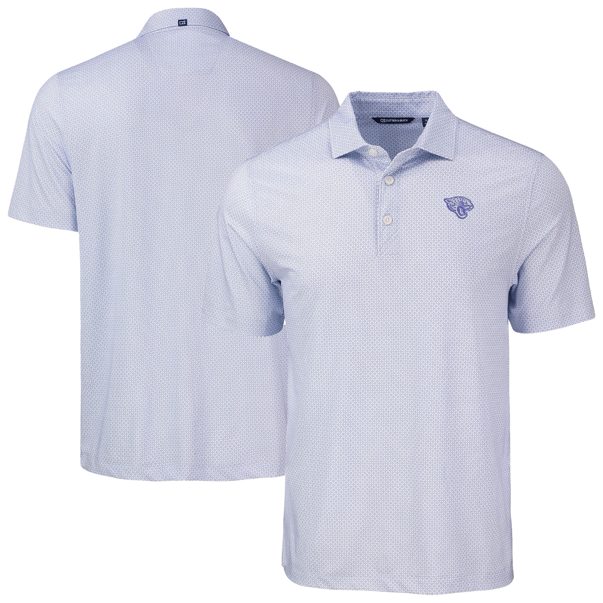 Men's Cutter & Buck Purple Jacksonville Jaguars Pike Eco Diamond Dot Print Recycled Polo