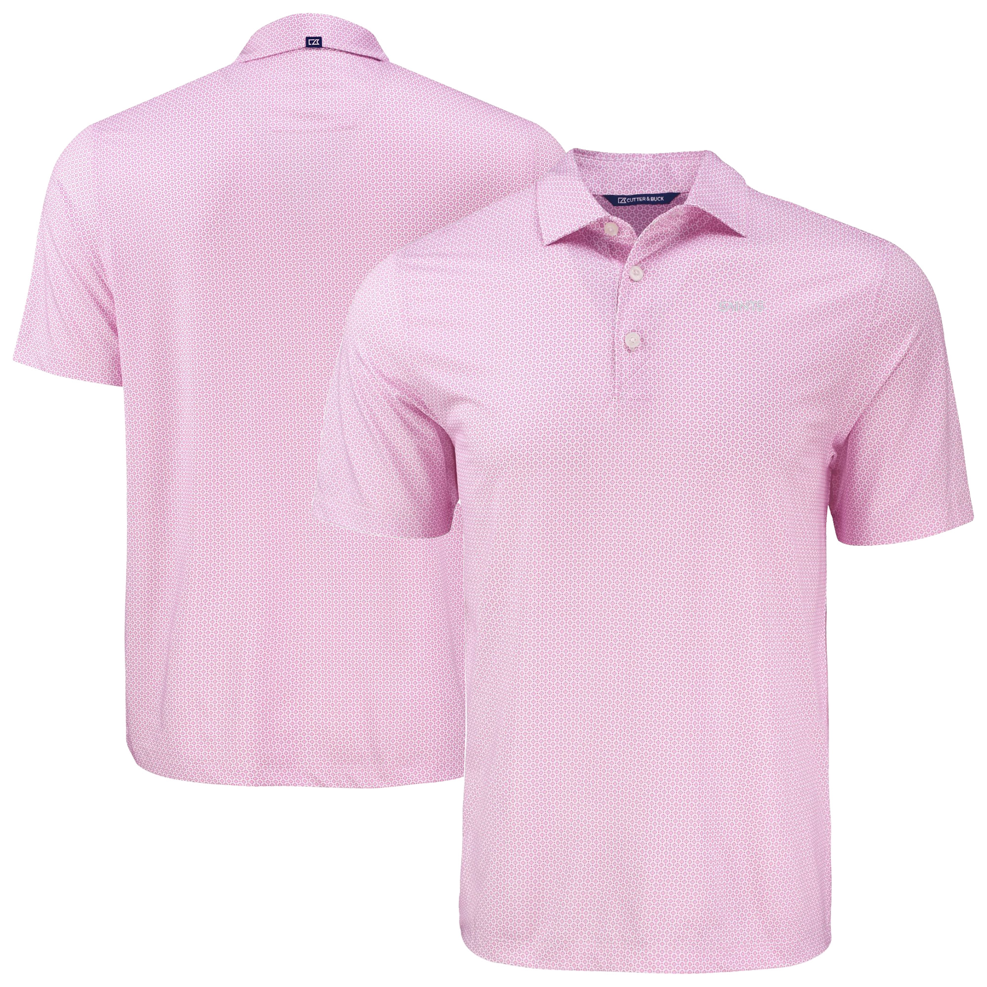 Men's Cutter & Buck Pink New Orleans Saints Pike Eco Diamond Dot Print Recycled Polo