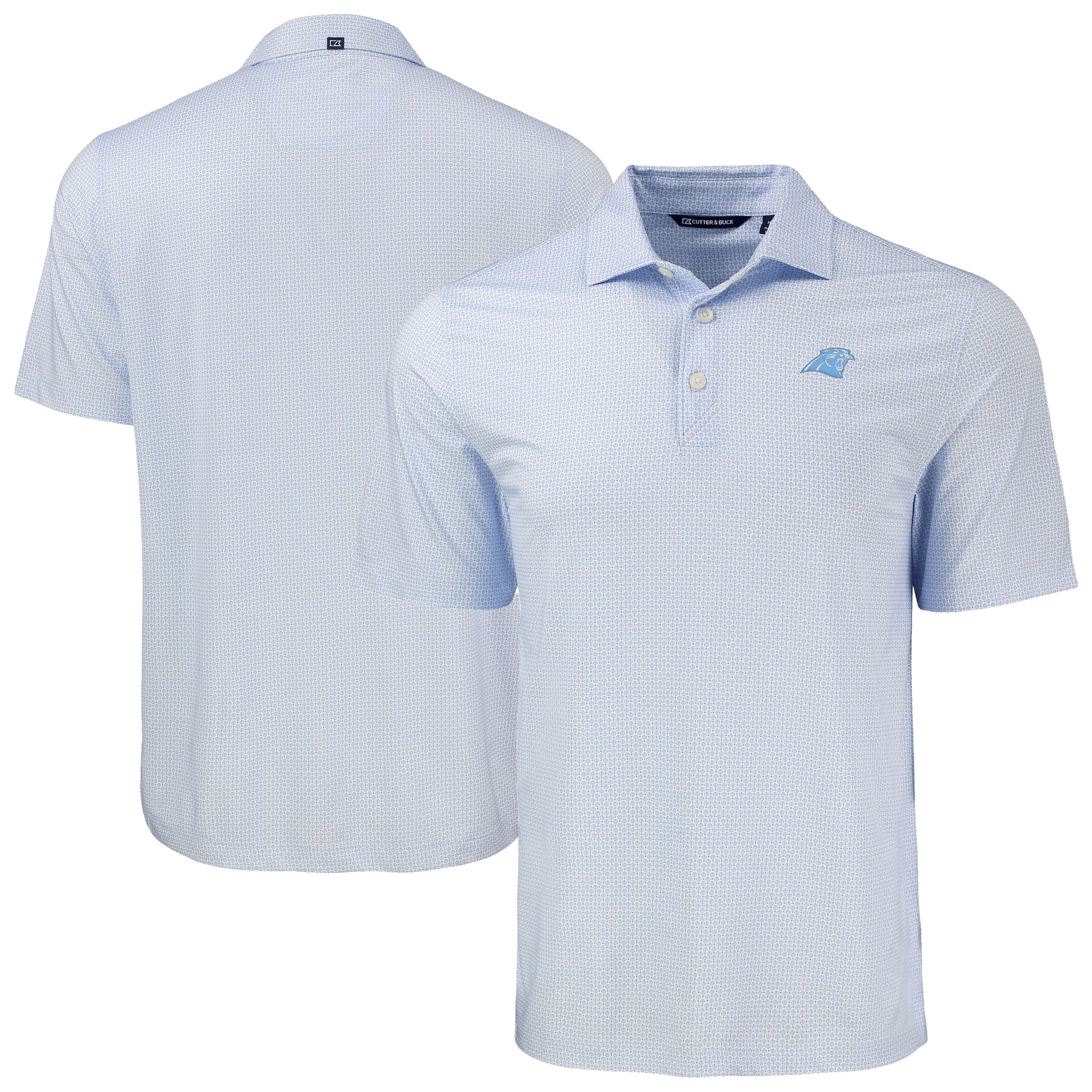 Men's Cutter & Buck Powder Blue Carolina Panthers Pike Eco Diamond Dot Print Recycled Polo