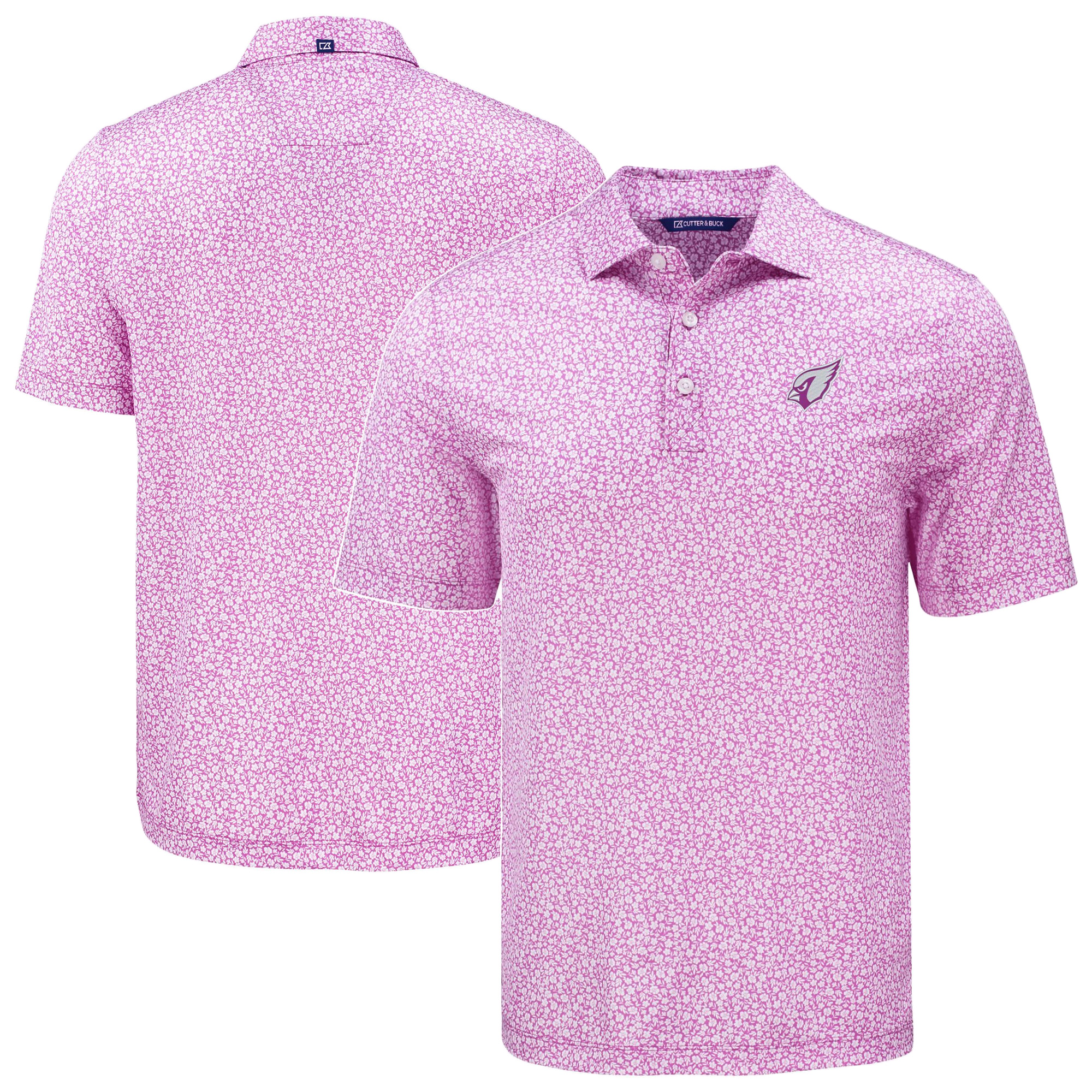 Men’s Cutter & Buck Pink Arizona Cardinals Pike Eco Flora Print Recycled Polo Men’s Cutter & Buck Pink Arizona Cardinals Pike Eco Flora Print Recycled Polo