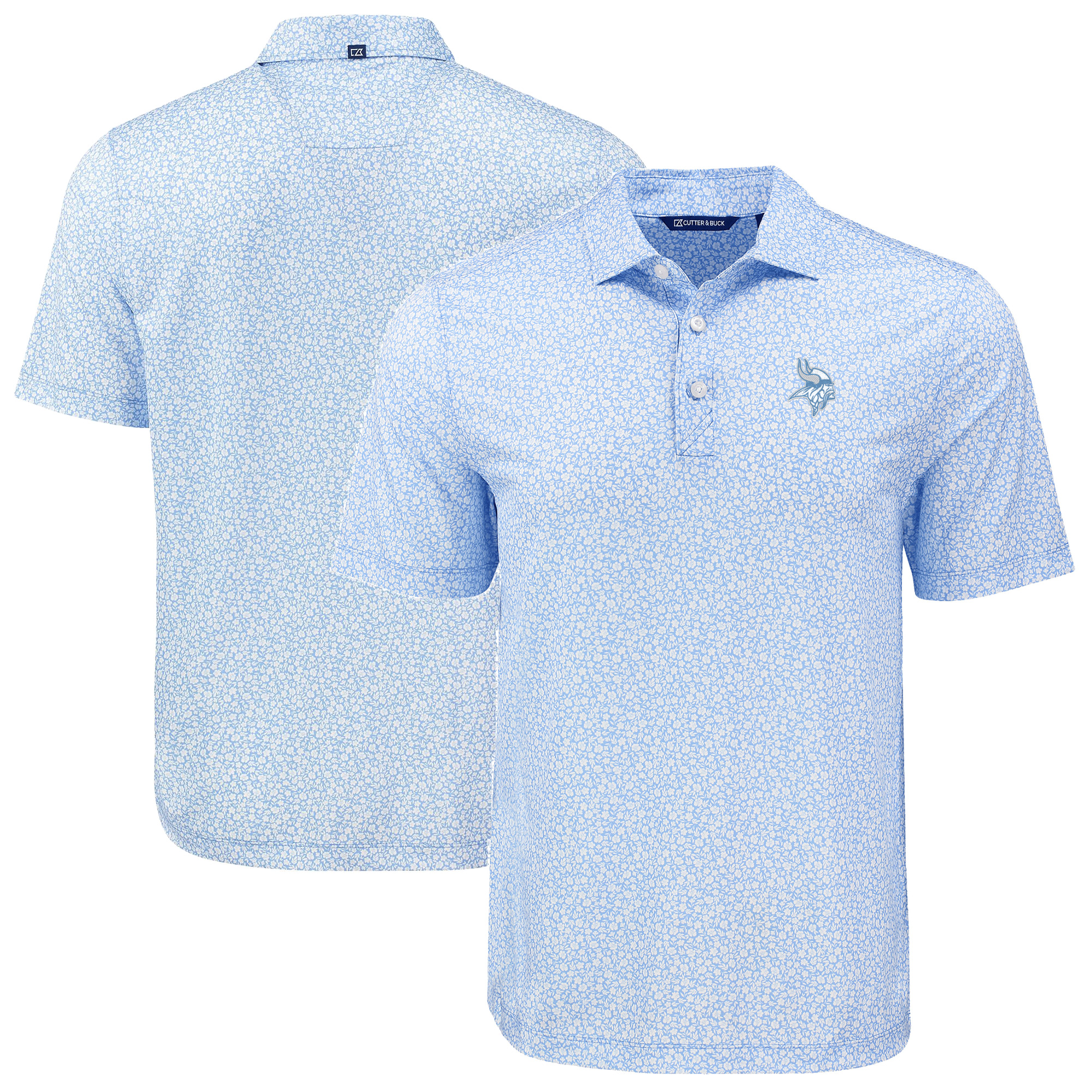 Men’s Cutter & Buck Powder Blue Minnesota Vikings Pike Eco Flora Print Recycled Polo Men’s Cutter & Buck Powder Blue Minnesota Vikings Pike Eco Flora Print Recycled Polo