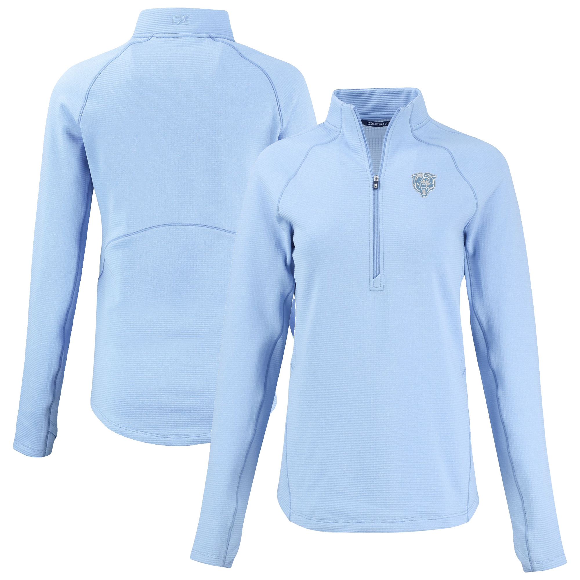 Women's Cutter & Buck Powder Blue Chicago Bears Peshastin Eco Fleece Recycled Half-Zip Top