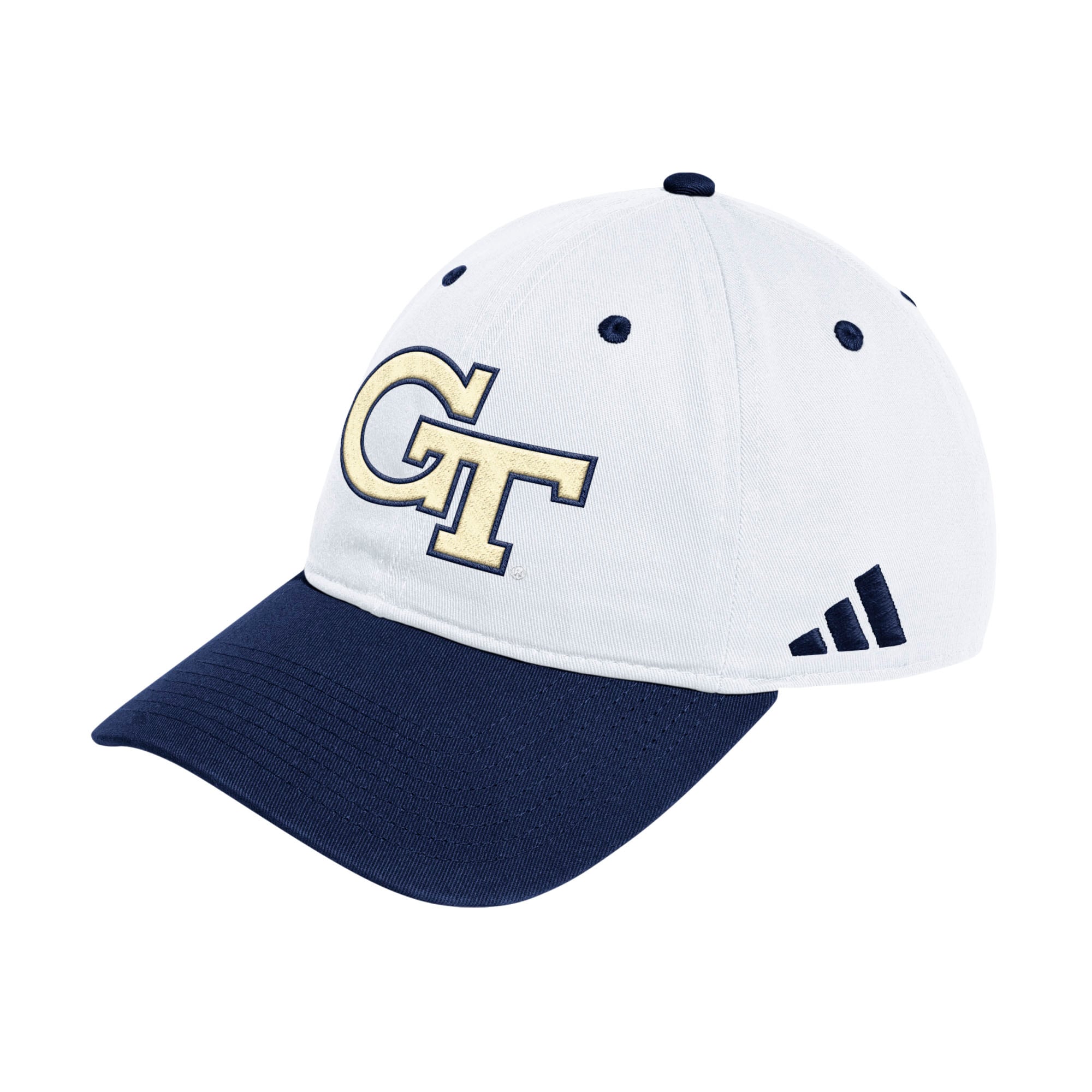 Unisex adidas White/Navy Georgia Tech Yellow Jackets Seasonal Baseball Slouch Adjustable Hat