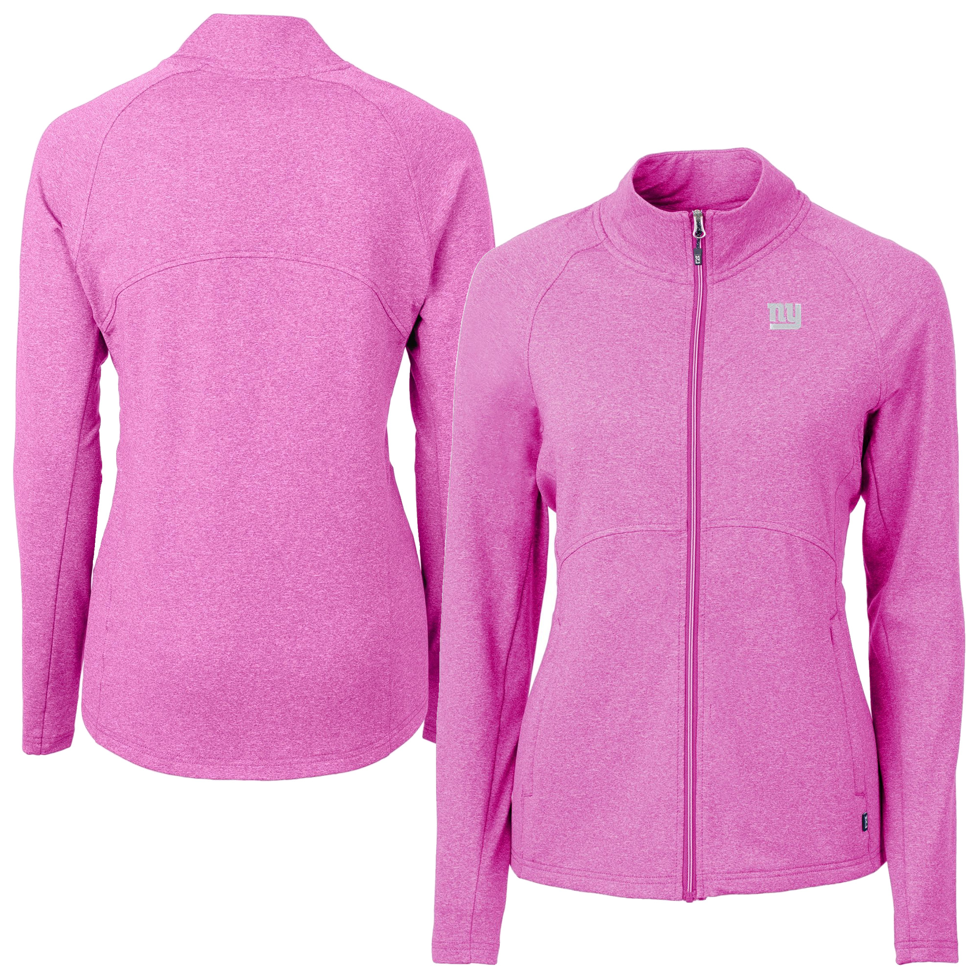 Women's Cutter & Buck Pink New York Giants Adapt Eco Knit Heather Recycled Full-Zip Jacket