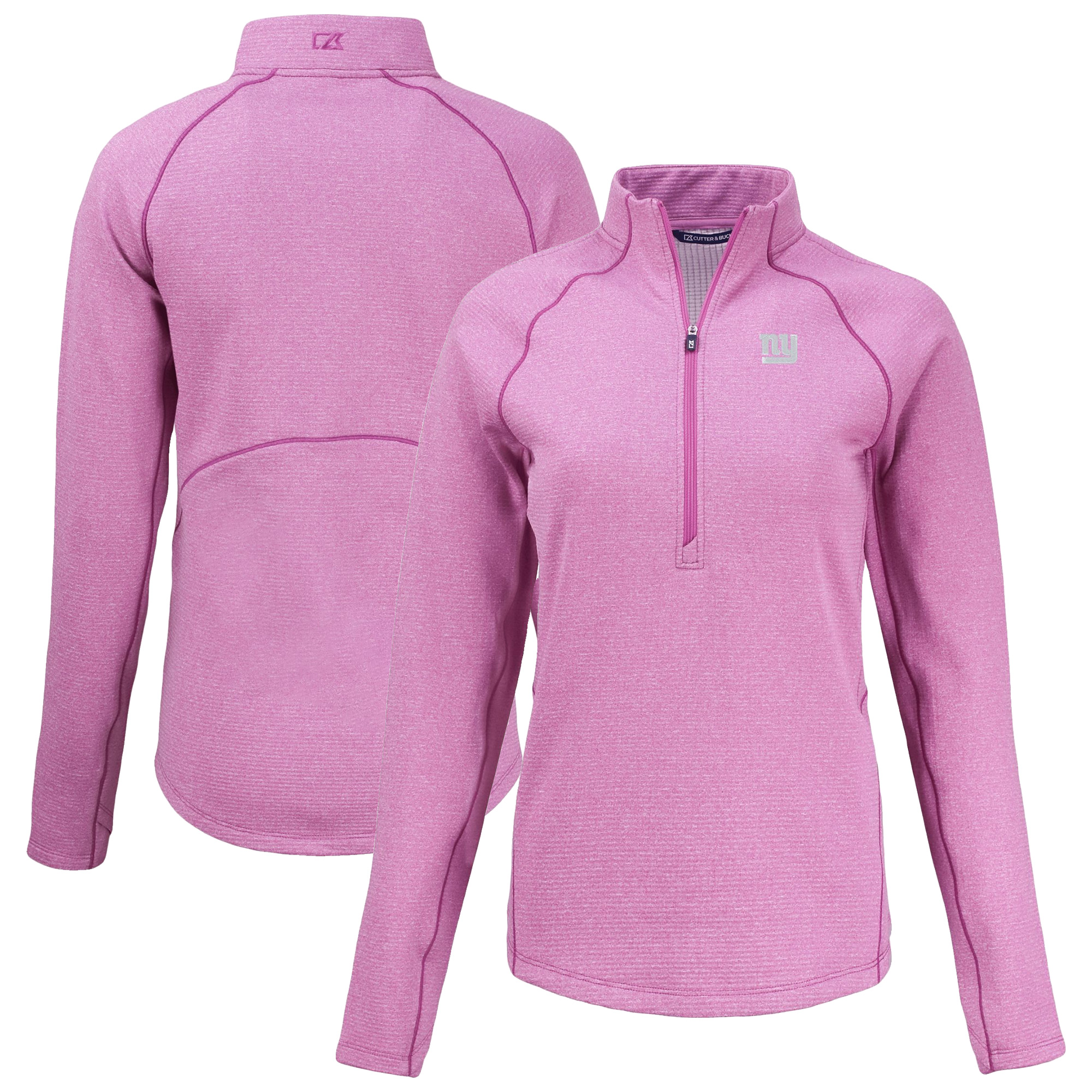 Women's Cutter & Buck Pink New York Giants Peshastin Eco Fleece Recycled Half-Zip Top