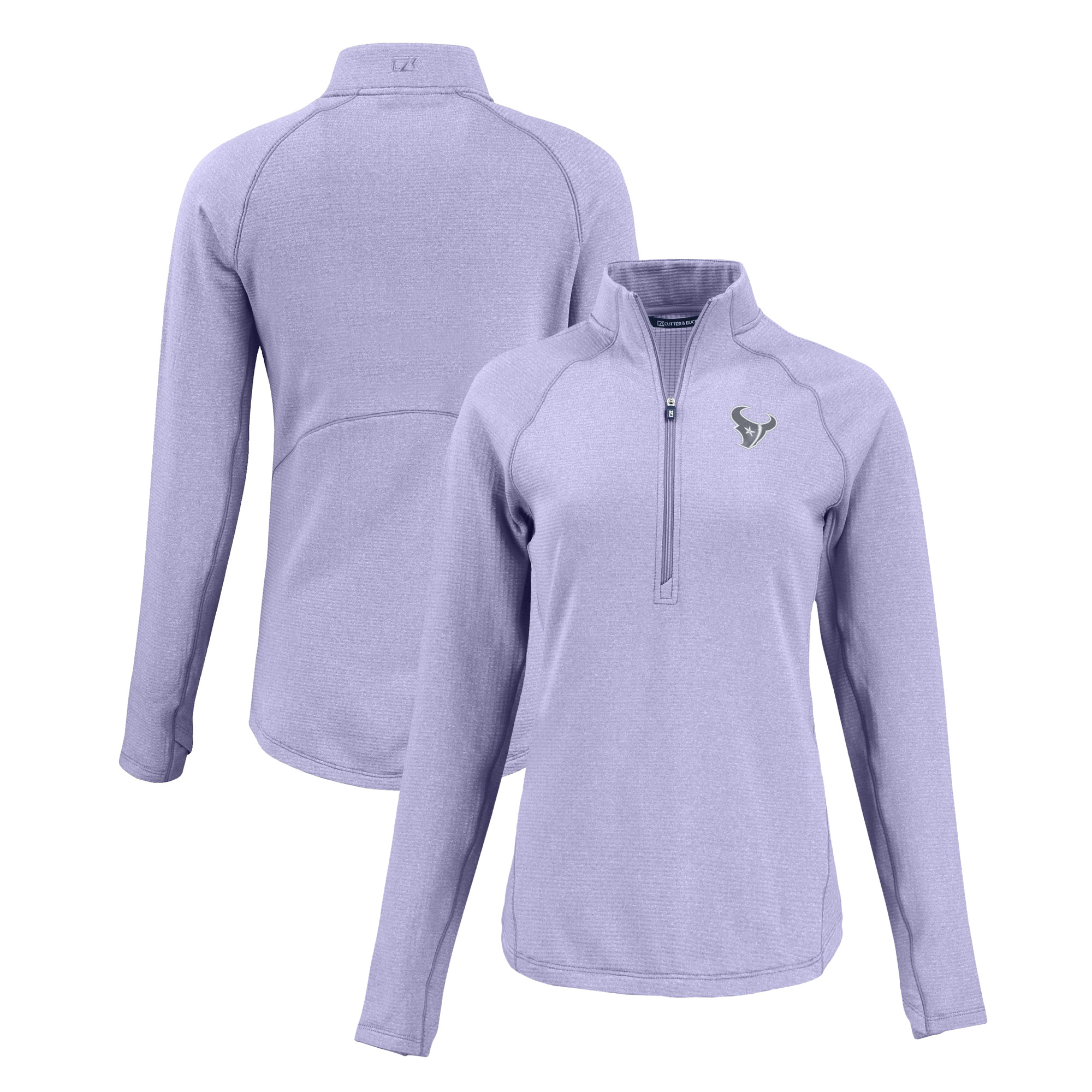 Women's Cutter & Buck Purple Houston Texans Peshastin Eco Fleece Recycled Half-Zip Top