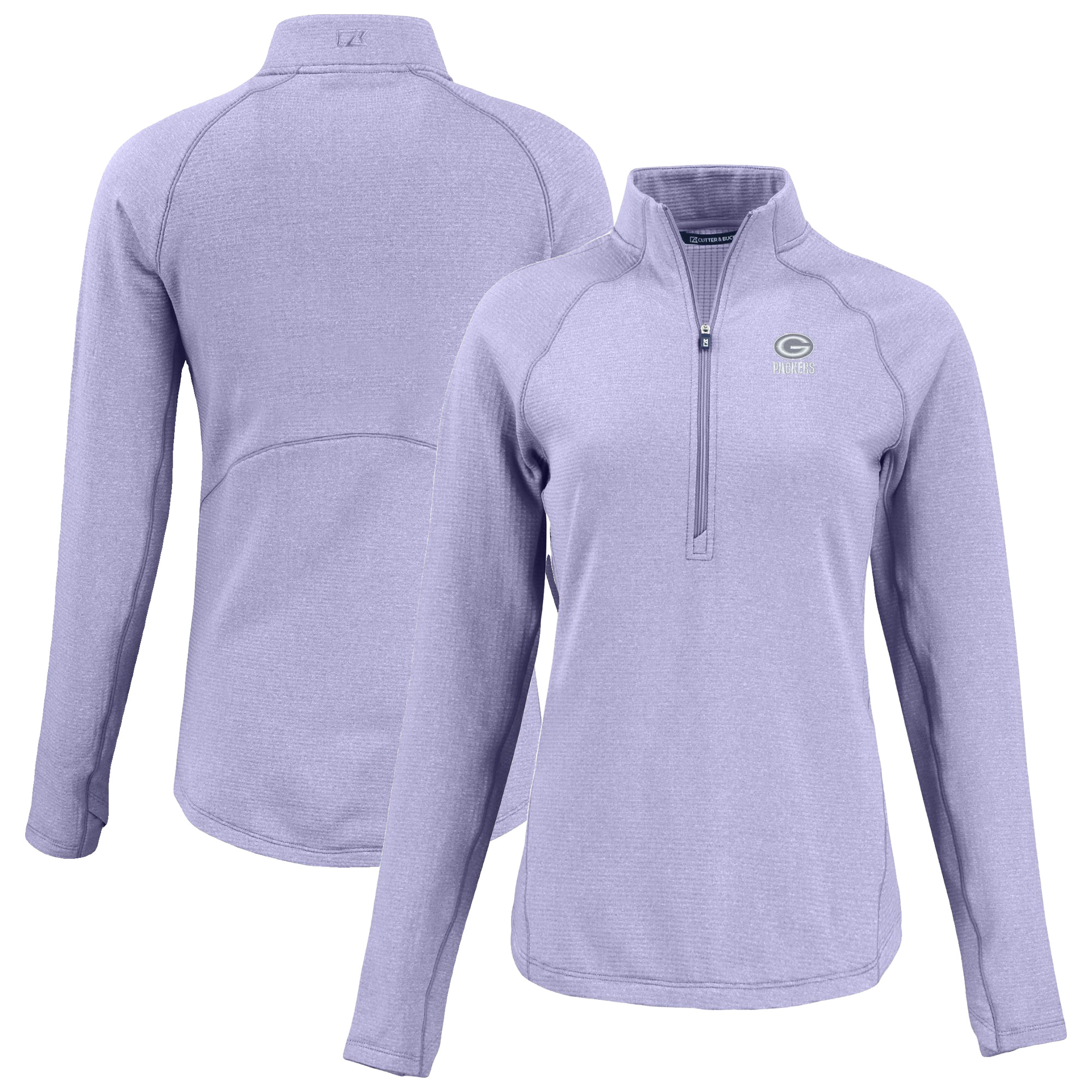 Women's Cutter & Buck Purple Green Bay Packers Peshastin Eco Fleece Recycled Half-Zip Top