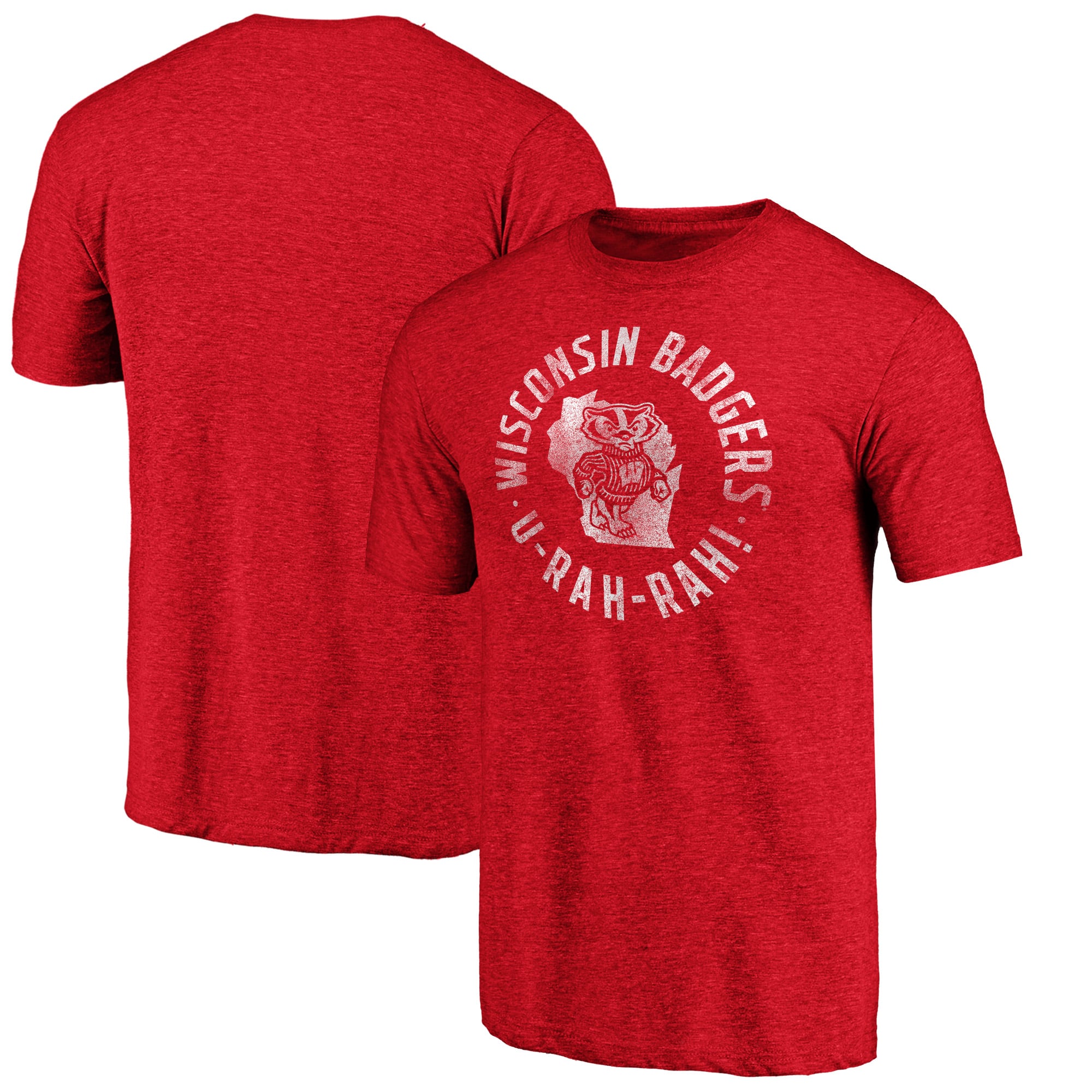 Men's Red Wisconsin Badgers Circular State Tri-Blend T-Shirt