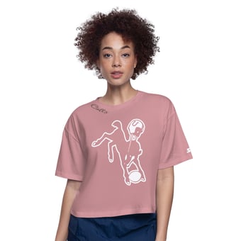 Women's Starter  Pink Indianapolis Colts Play the Ball Boxy Cropped T-Shirt