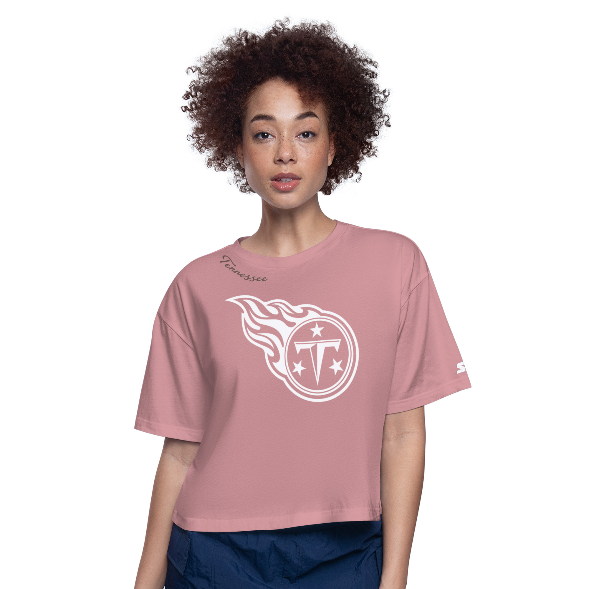 Women's Starter  Pink Tennessee Titans Play the Ball Boxy Cropped T-Shirt