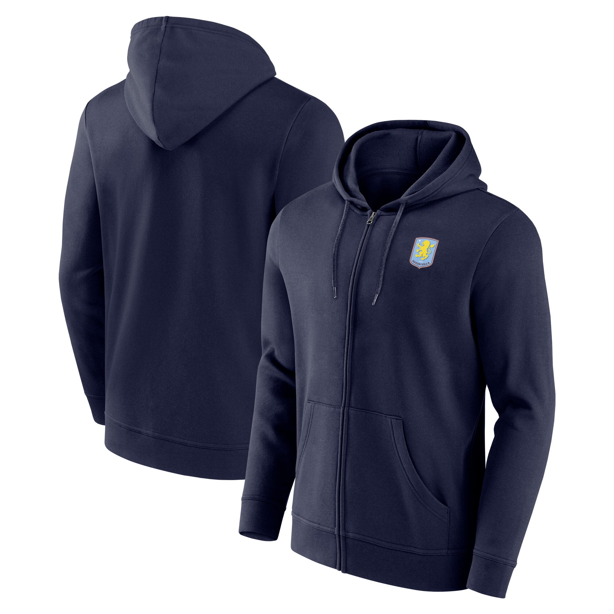 Sweat à capuche zippé avec logo Aston Villa - Bleu marine - Homme