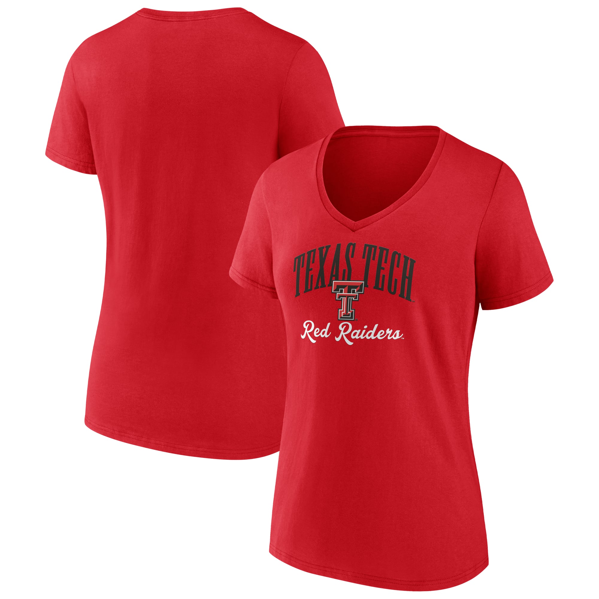 Women's Red Texas Tech Red Raiders Victory Script V-Neck T-Shirt