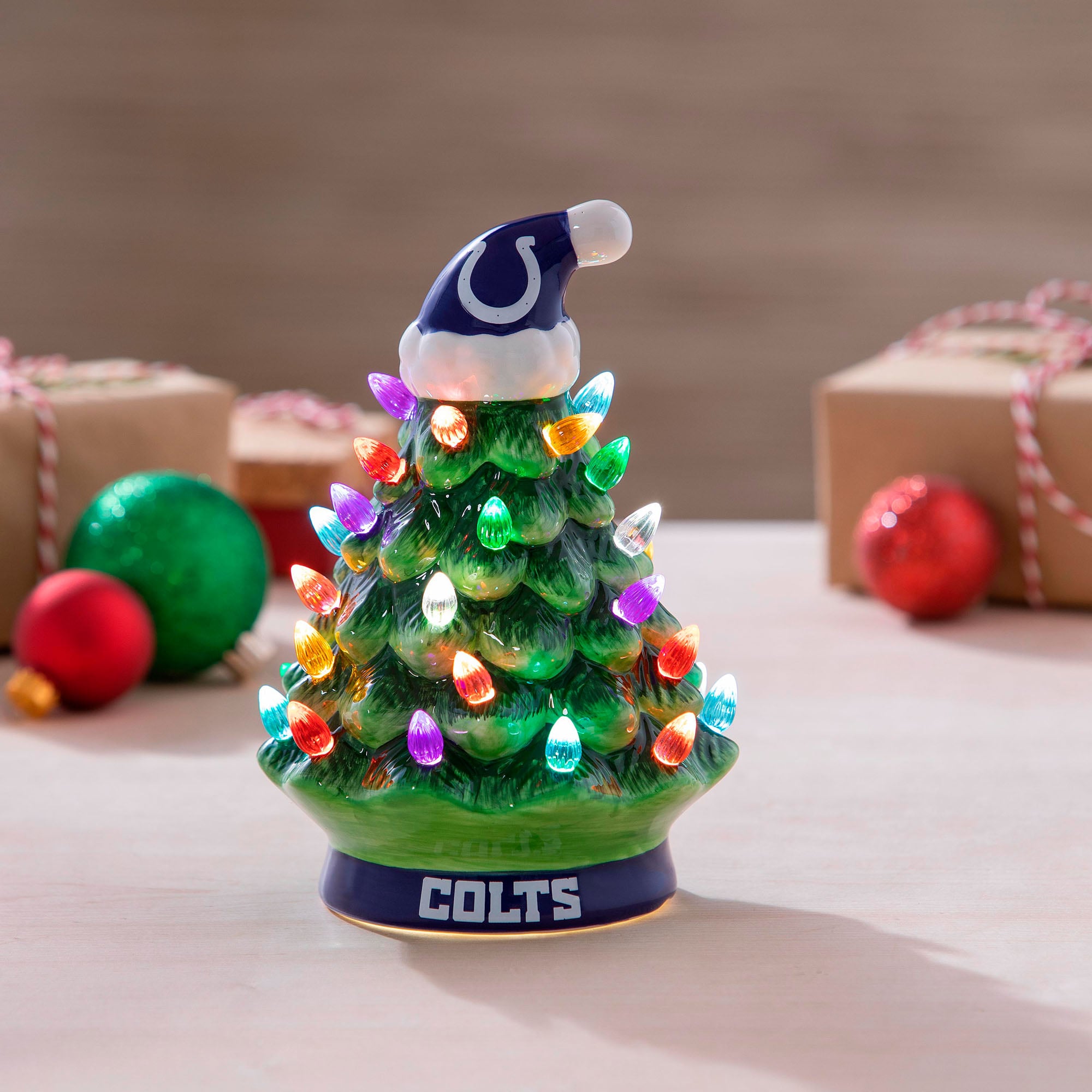 Indianapolis Colts 8" Light Up Ceramic LED Christmas Tree