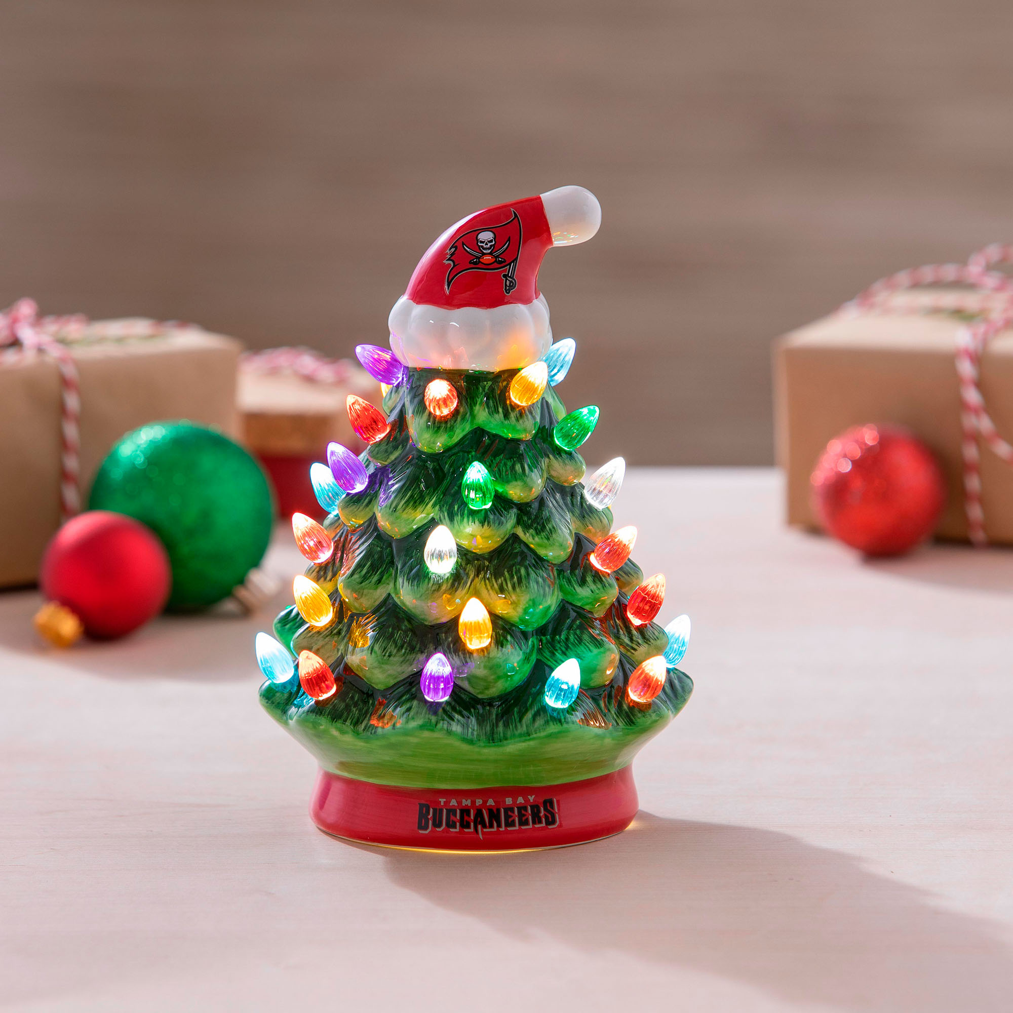 Tampa Bay Buccaneers 8" Light Up Ceramic LED Christmas Tree