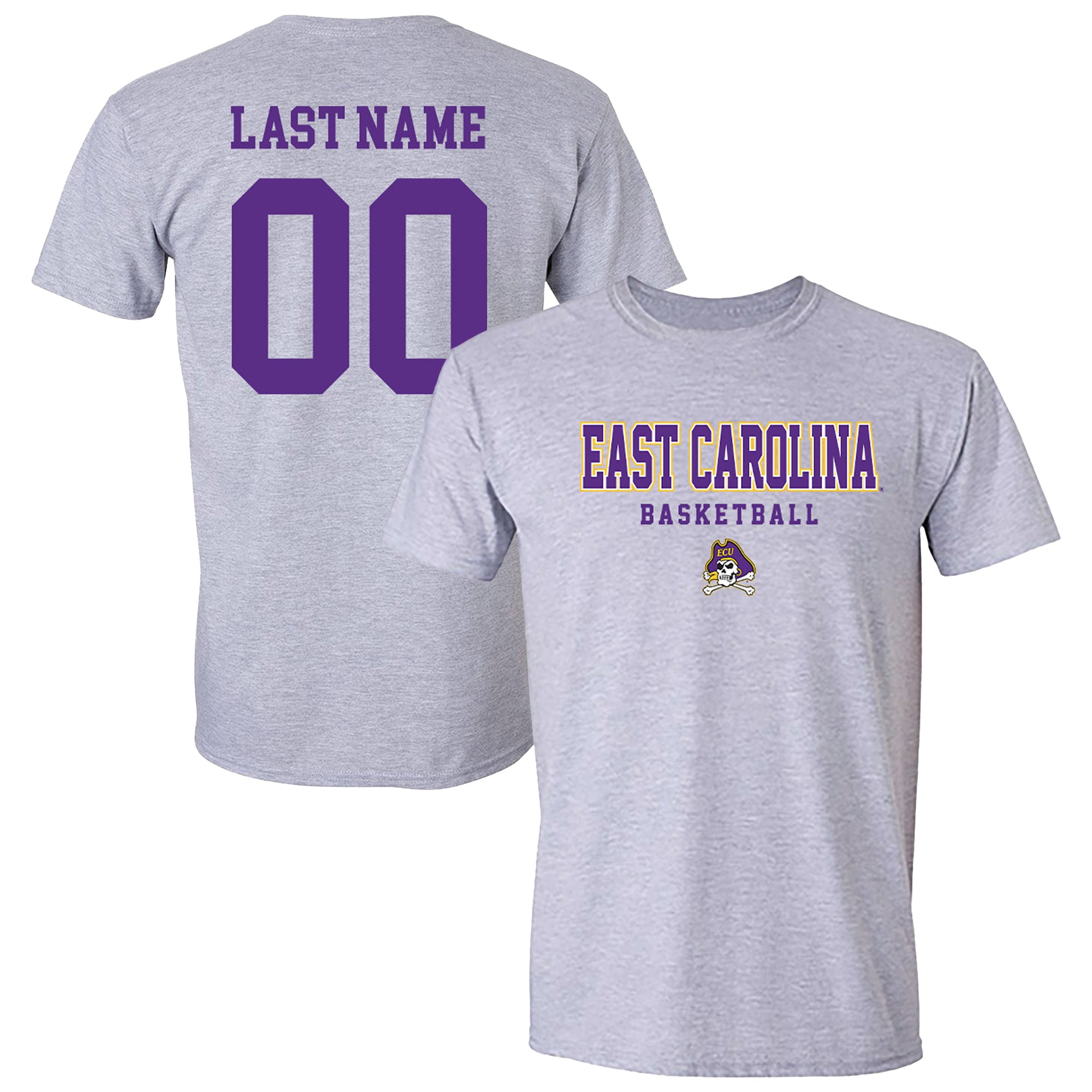 Unisex  Gray ECU Pirates Collegiate Men's Basketball NIL Pick-A-Player T-Shirt