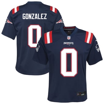 Youth Nike Christian Gonzalez Navy New England Patriots Game Jersey