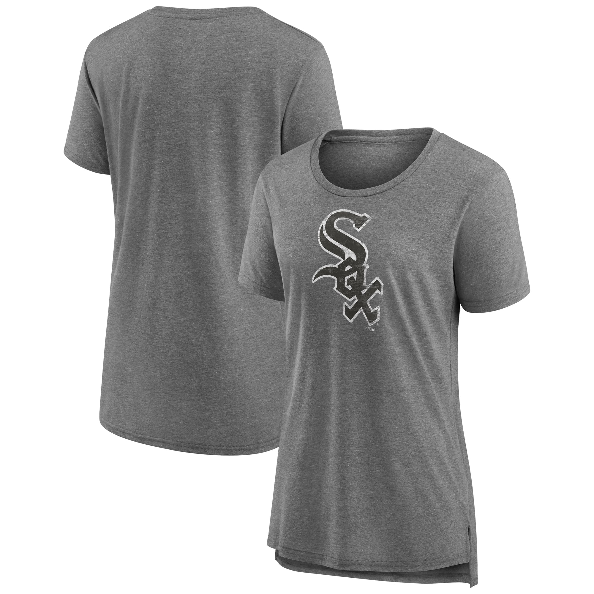 Women's Gray Chicago White Sox Weathered Official Logo Tri-Blend T-Shirt