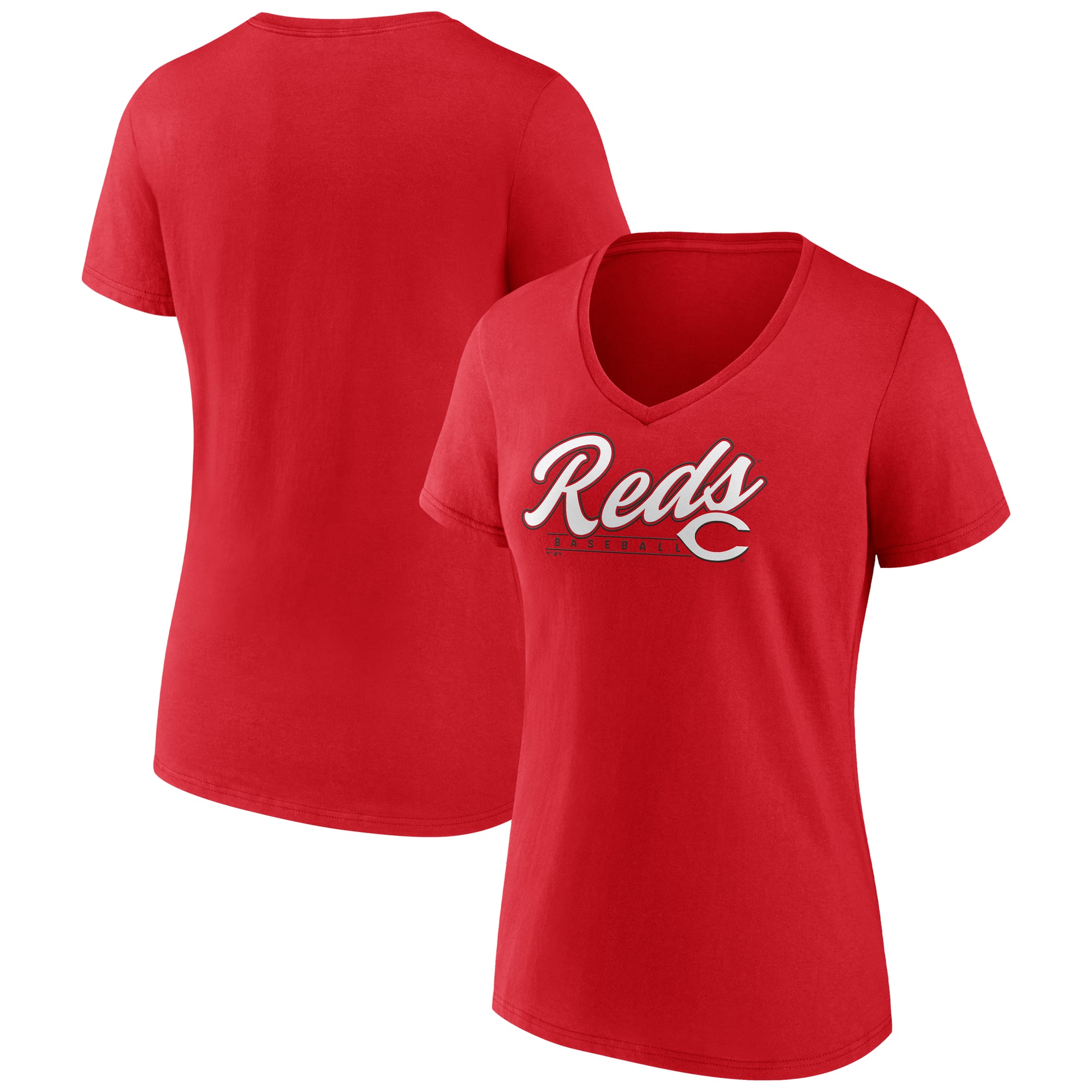 Women's Red Cincinnati Reds One And Only V-Neck T-Shirt
