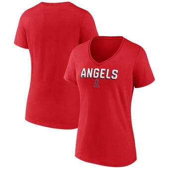Women's Red Los Angeles Angels Primary Play V-Neck T-Shirt