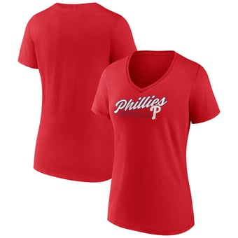 Women's Red Philadelphia Phillies One And Only V-Neck T-Shirt