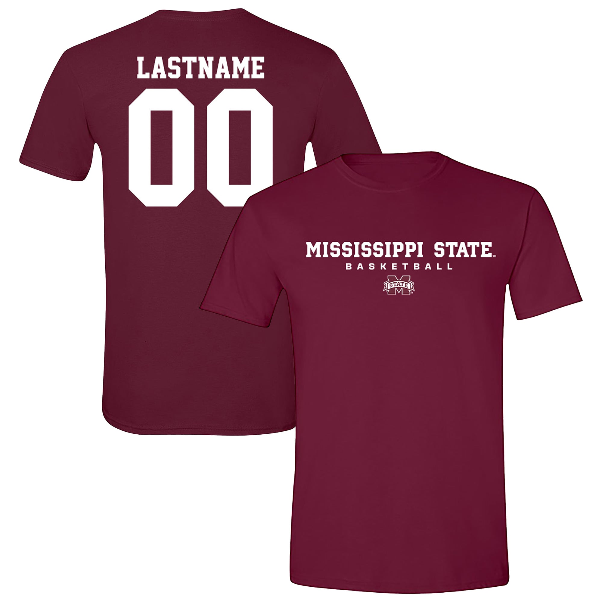 Unisex  Maroon Mississippi State Bulldogs NIL Pick-A-Player Women's Basketball Shirsey T-Shirt
