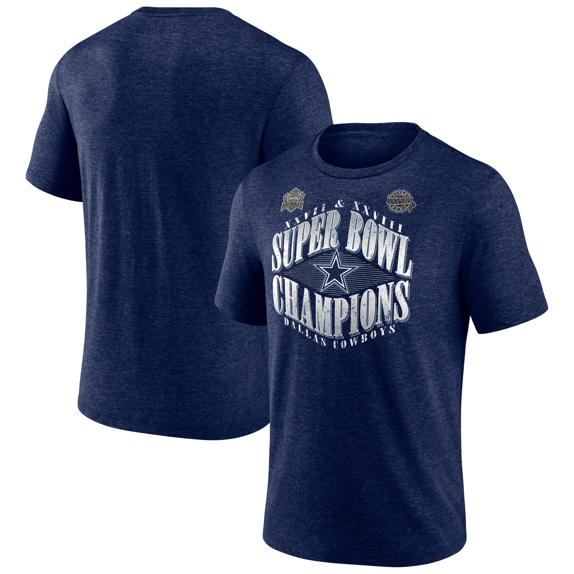 Men's Navy Dallas Cowboys Old Fashioned Tri-Blend T-Shirt