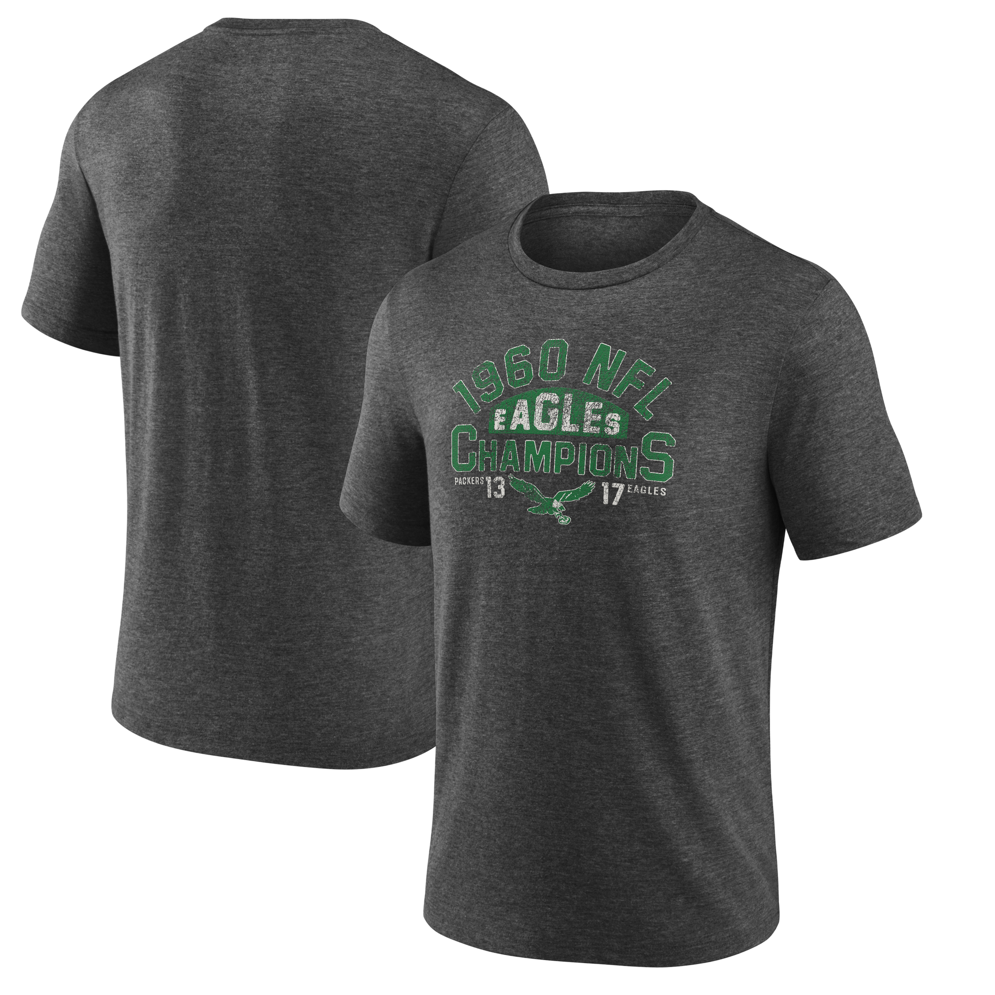 Men's Charcoal Philadelphia Eagles Old Fashioned Tri-Blend T-Shirt